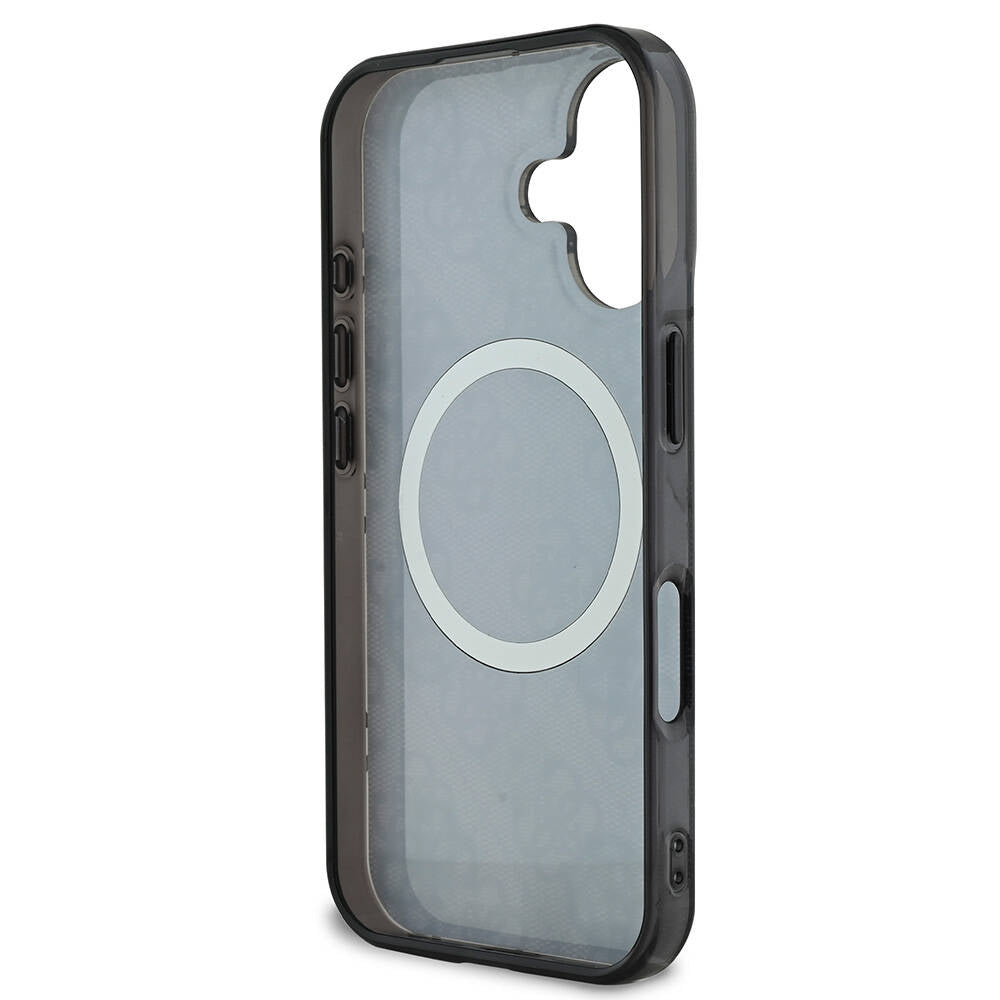 Калъф MagSafe за Apple iPhone 16, Guess, IML 4G Peony, Черен GUHMP16SH4PYEEK