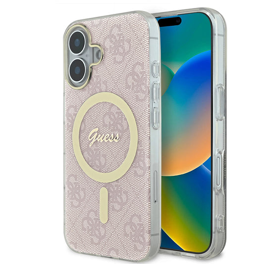 Калъф MagSafe за Apple iPhone 16, Guess, IML 4G, Розов