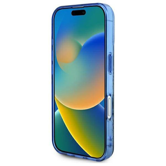 Калъф MagSafe за Apple iPhone 16, Guess, IML Peony On 4G Background, Син