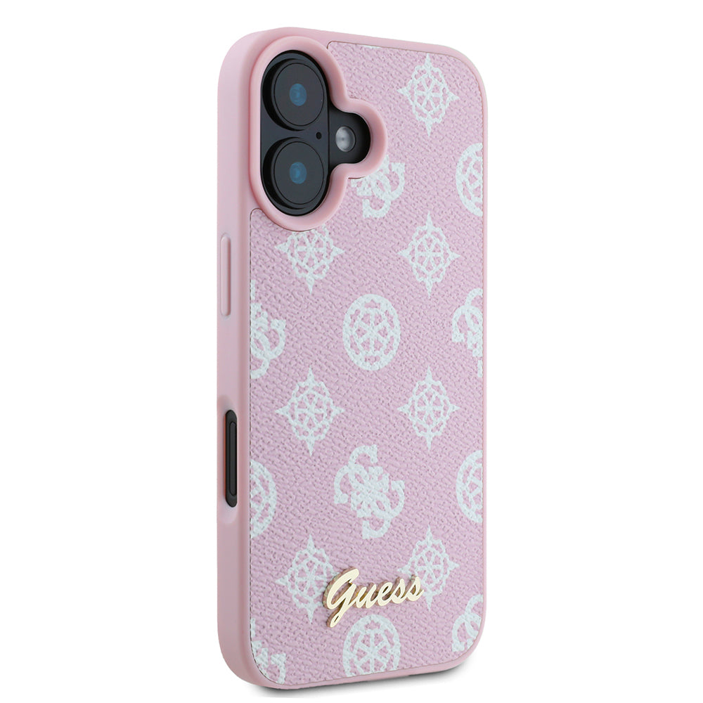Калъф MagSafe за Apple iPhone 16, Guess, Peony Script, Розов