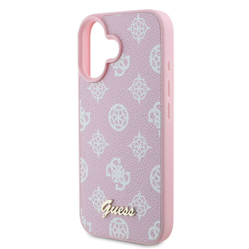 Калъф MagSafe за Apple iPhone 16, Guess, Peony Script, Розов
