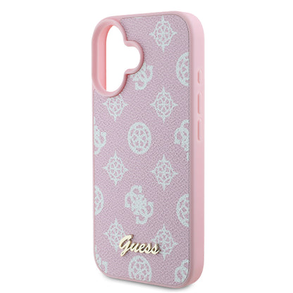 Калъф MagSafe за Apple iPhone 16, Guess, Peony Script, Розов