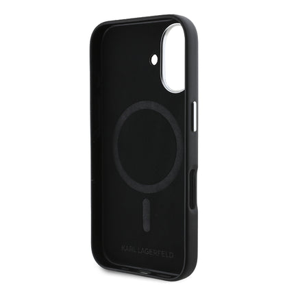 Калъф MagSafe за Apple iPhone 16, Karl Lagerfeld, FW Metal Plate, Черен