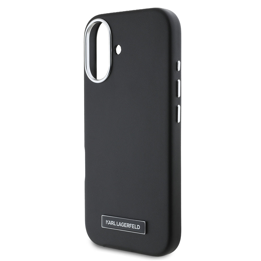 Калъф MagSafe за Apple iPhone 16, Karl Lagerfeld, FW Metal Plate, Черен