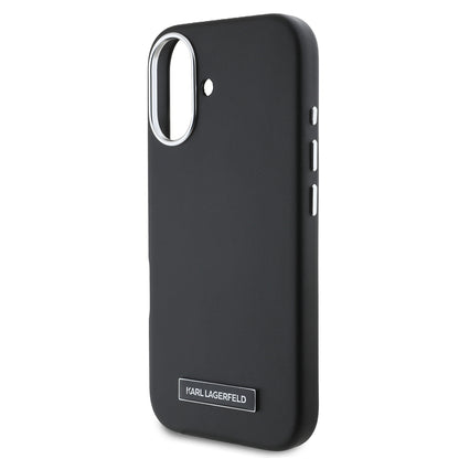 Калъф MagSafe за Apple iPhone 16, Karl Lagerfeld, FW Metal Plate, Черен