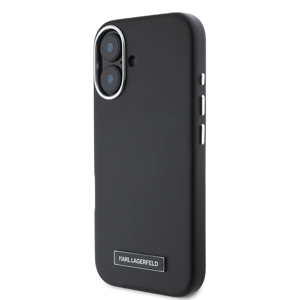 Калъф MagSafe за Apple iPhone 16, Karl Lagerfeld, FW Metal Plate, Черен