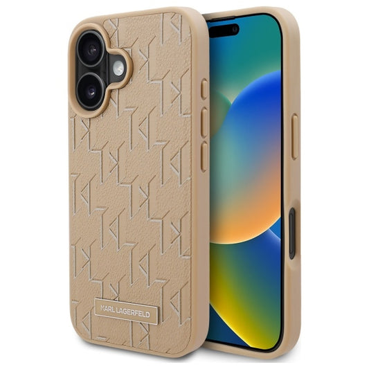 Калъф MagSafe за Apple iPhone 16, Karl Lagerfeld, Hot Stamp, Бежов