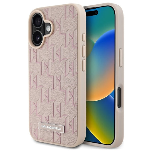 Калъф MagSafe за Apple iPhone 16, Karl Lagerfeld, Hot Stamp, Розов