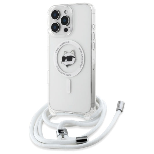 Калъф MagSafe за Apple iPhone 16, Karl Lagerfeld, IML Crossbody Choupette's Head with Strap, Прозрачен