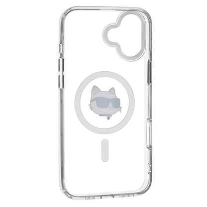 Калъф MagSafe за Apple iPhone 16, Karl Lagerfeld, IML Metal Choupette's Head, Бял