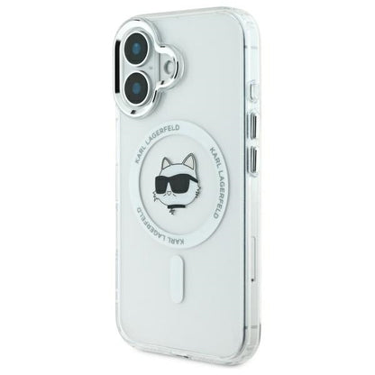 Калъф MagSafe за Apple iPhone 16, Karl Lagerfeld, IML Metal Choupette's Head, Бял