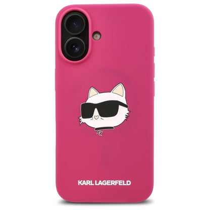 MagSafe Case for Apple iPhone 16, Karl Lagerfeld, Silicone Choupette's Head, Fuchsia