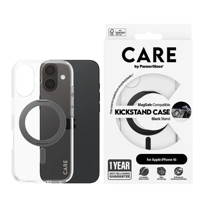 Калъф MagSafe за Apple iPhone 16, PanzerGlass, с функция стойка, прозрачен черен