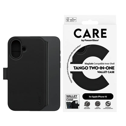 Калъф MagSafe за Apple iPhone 16, PanzerGlass, Care Feature Tango Two-in-One, Черен
