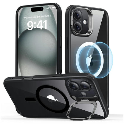 MagSafe Case for Apple iPhone 16 Plus, ESR, Classic Hybrid Kickstand, Black Transparent