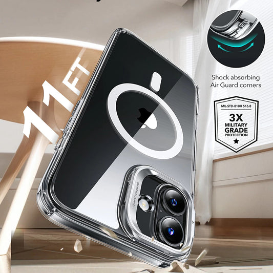 Калъф MagSafe за Apple iPhone 16 Plus, ESR, Classic Hybrid Kickstand, Прозрачен черен