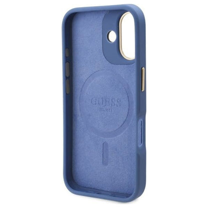 Калъф MagSafe за Apple iPhone 16 Plus, Guess, 4G Logo Plate, Син