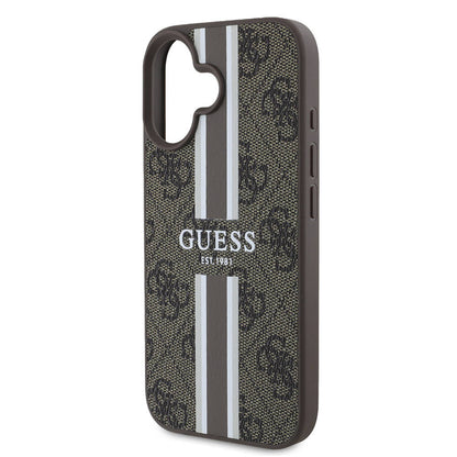 Калъф MagSafe за Apple iPhone 16 Plus, Guess, 4G Printed Stripes, Кафяв
