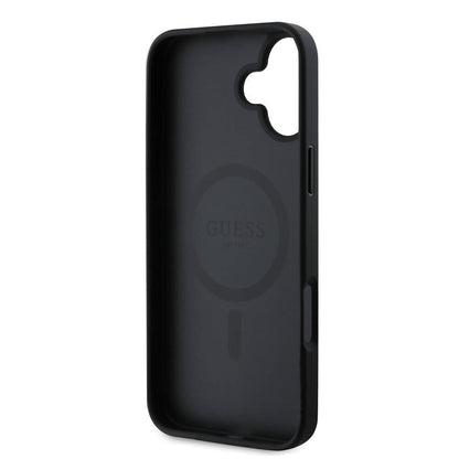 Калъф MagSafe за Apple iPhone 16 Plus, Guess, 4G Printed Stripes, Черен