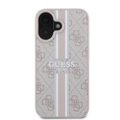 Калъф MagSafe за Apple iPhone 16 Plus, Guess, 4G Printed Stripes, Розов
