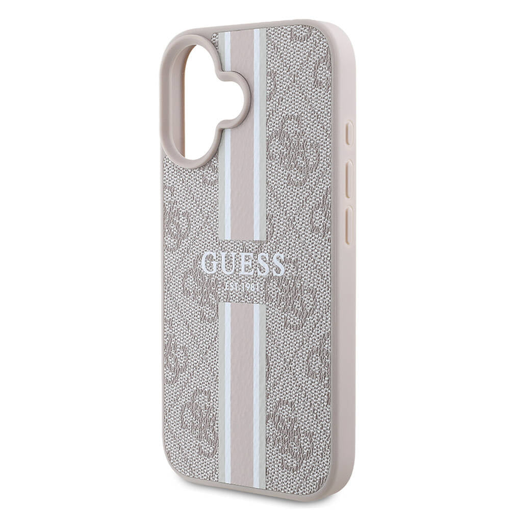 Калъф MagSafe за Apple iPhone 16 Plus, Guess, 4G Printed Stripes, Розов