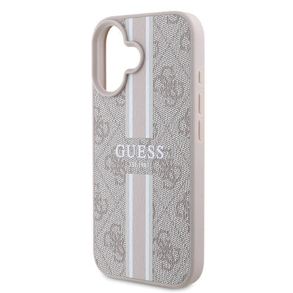 Калъф MagSafe за Apple iPhone 16 Plus, Guess, 4G Printed Stripes, Розов