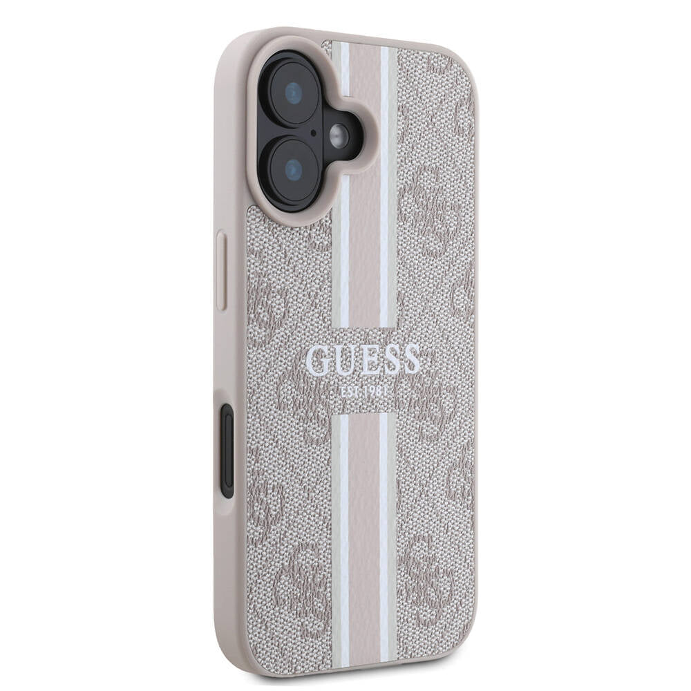 Калъф MagSafe за Apple iPhone 16 Plus, Guess, 4G Printed Stripes, Розов
