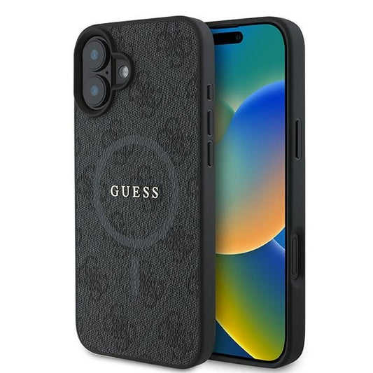 Калъф MagSafe за Apple iPhone 16 Plus, Guess, 4G Ring Classic Logo, Черен