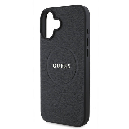 Калъф MagSafe за Apple iPhone 16 Plus, Guess, Grained Gold Ring, Черен