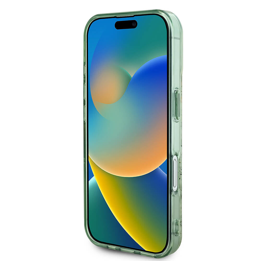 Калъф MagSafe за Apple iPhone 16 Plus, Guess, IML Flower & Tonal Circle, Зелен