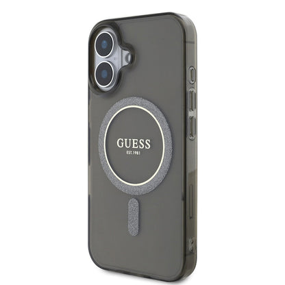 Калъф MagSafe за Apple iPhone 16 Plus, Guess, IML Glitter Circle, Черен