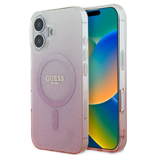 Калъф MagSafe за Apple iPhone 16 Plus, Guess, IML Glitter Gradient, Розов