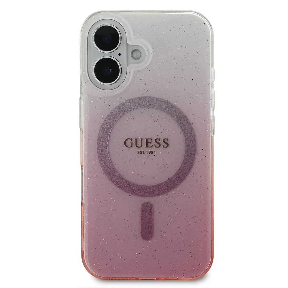 Калъф MagSafe за Apple iPhone 16 Plus, Guess, IML Glitter Gradient, Розов