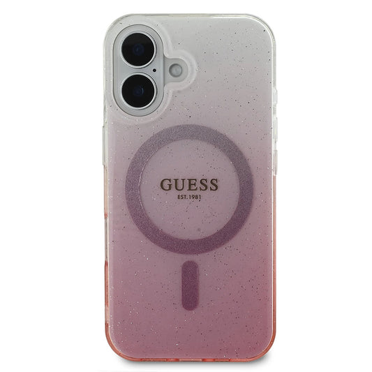 Калъф MagSafe за Apple iPhone 16 Plus, Guess, IML Glitter Gradient, Розов
