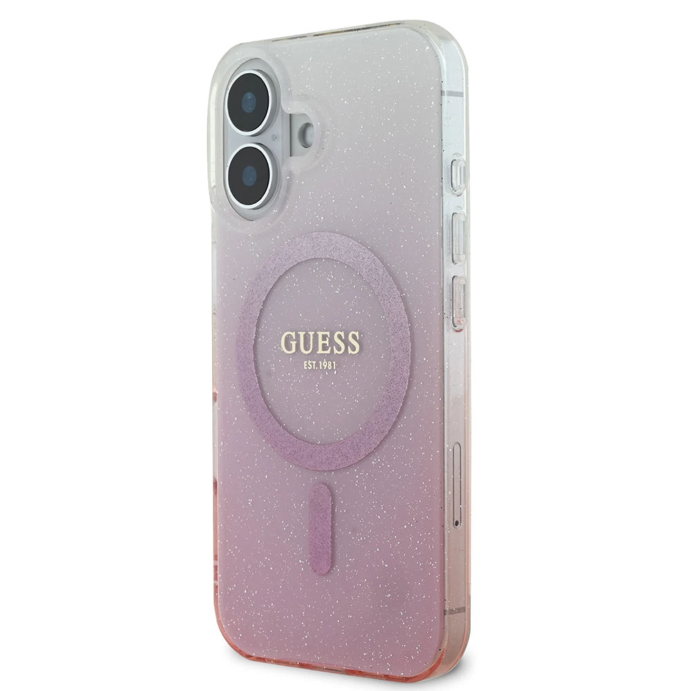 Калъф MagSafe за Apple iPhone 16 Plus, Guess, IML Glitter Gradient, Розов