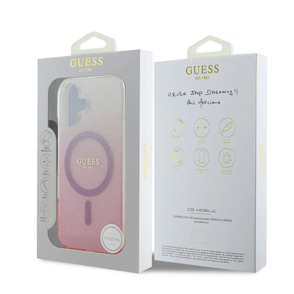 Калъф MagSafe за Apple iPhone 16 Plus, Guess, IML Glitter Gradient, Розов