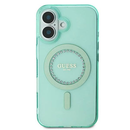 Калъф MagSafe за Apple iPhone 16 Plus, Guess, IML Rhinestone, Зелен