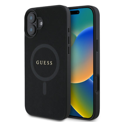 Калъф MagSafe за Apple iPhone 16 Plus, Guess, Saffiano Classic Logo, Черен