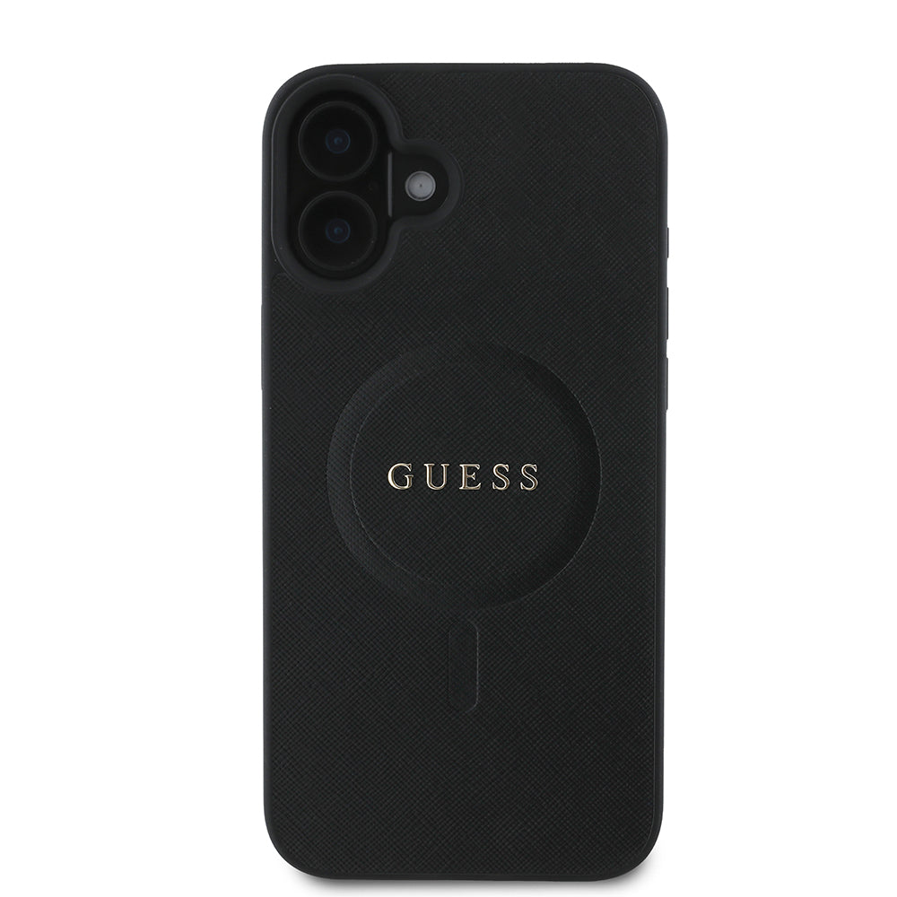 Калъф MagSafe за Apple iPhone 16 Plus, Guess, Saffiano Classic Logo, Черен