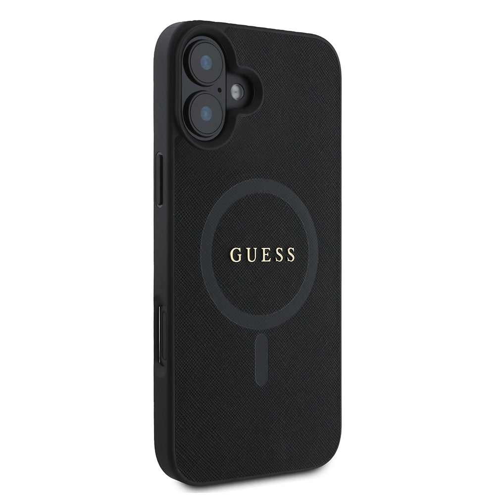 Калъф MagSafe за Apple iPhone 16 Plus, Guess, Saffiano Classic Logo, Черен