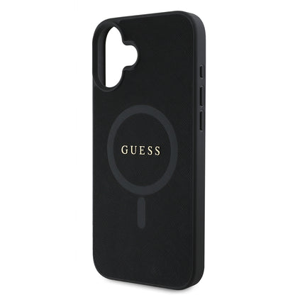 Калъф MagSafe за Apple iPhone 16 Plus, Guess, Saffiano Classic Logo, Черен