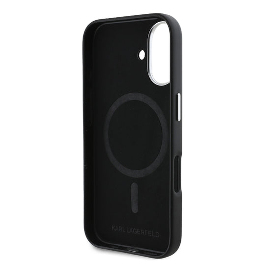 Калъф MagSafe за Apple iPhone 16 Plus, Karl Lagerfeld, FW Metal Plate, Черен