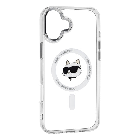 Калъф MagSafe за Apple iPhone 16 Plus, Karl Lagerfeld, IML Metal Choupette's Head, Бял