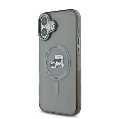 Калъф MagSafe за Apple iPhone 16 Plus, Karl Lagerfeld, IML Metal Karl & Choupette's Heads, Черен