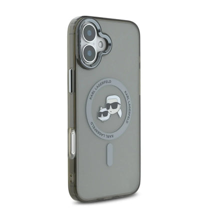 Калъф MagSafe за Apple iPhone 16 Plus, Karl Lagerfeld, IML Metal Karl & Choupette's Heads, Черен