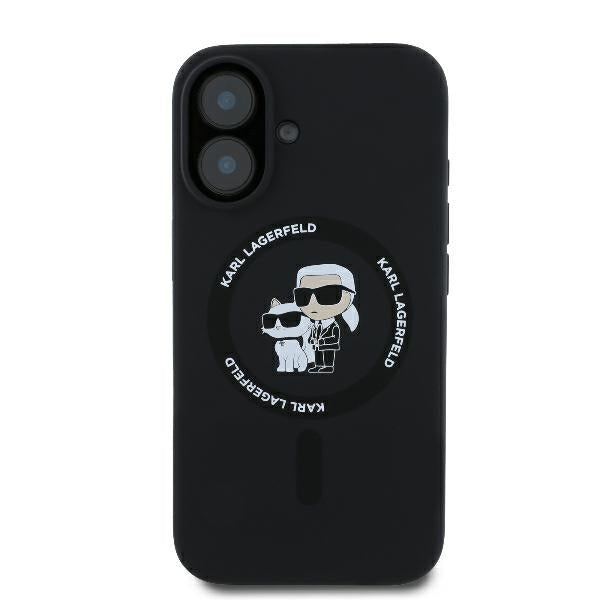 Калъф MagSafe за Apple iPhone 16 Plus, Karl Lagerfeld, Silicone Ring Karl & Choupette, Черен