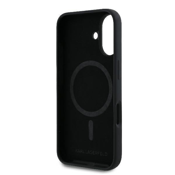 Калъф MagSafe за Apple iPhone 16 Plus, Karl Lagerfeld, Silicone Ring Karl & Choupette, Черен