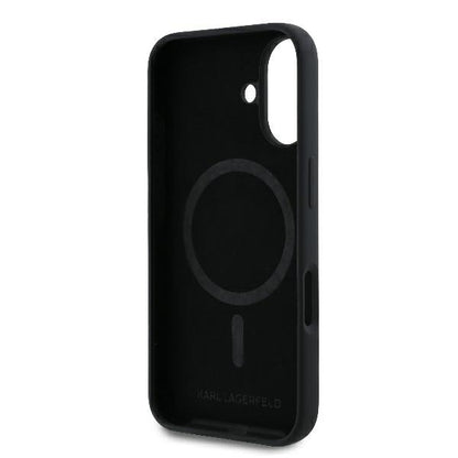 Калъф MagSafe за Apple iPhone 16 Plus, Karl Lagerfeld, Silicone Ring Karl & Choupette, Черен