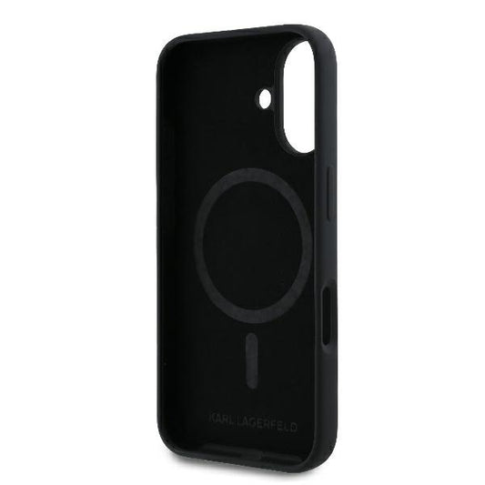 Калъф MagSafe за Apple iPhone 16 Plus, Karl Lagerfeld, Silicone Ring Karl & Choupette, Черен