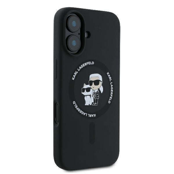 Калъф MagSafe за Apple iPhone 16 Plus, Karl Lagerfeld, Silicone Ring Karl & Choupette, Черен